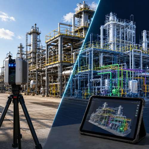 Digital twin creation from 3D scan to BIM model on tablet