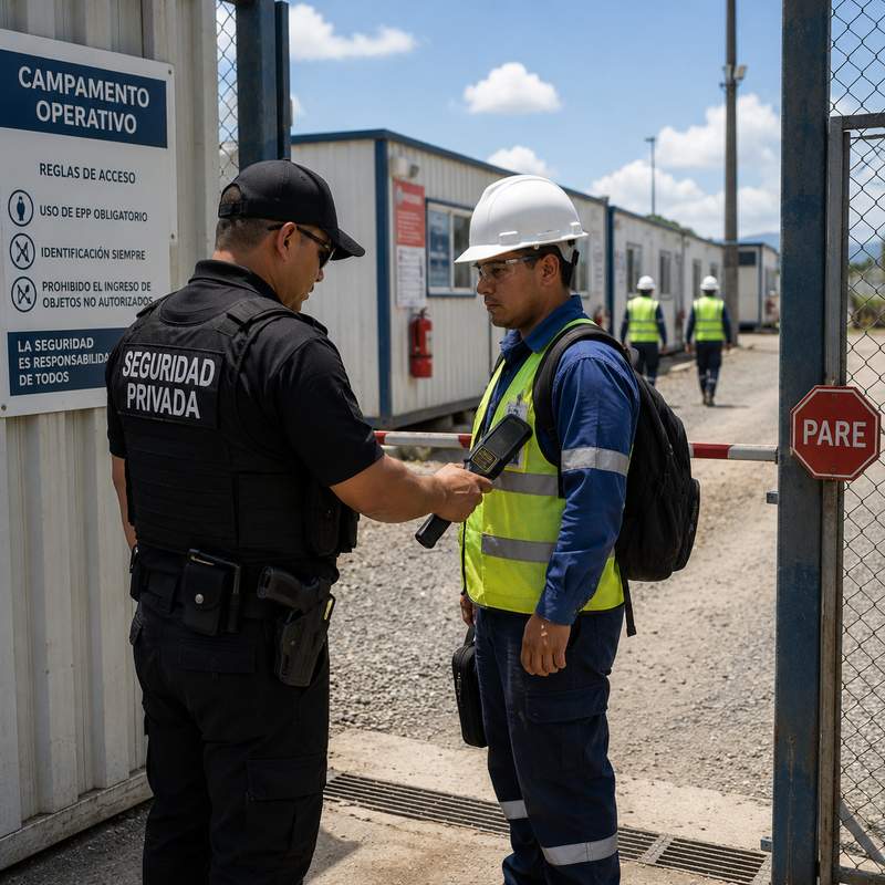 Security guard checkpoint at operational camp